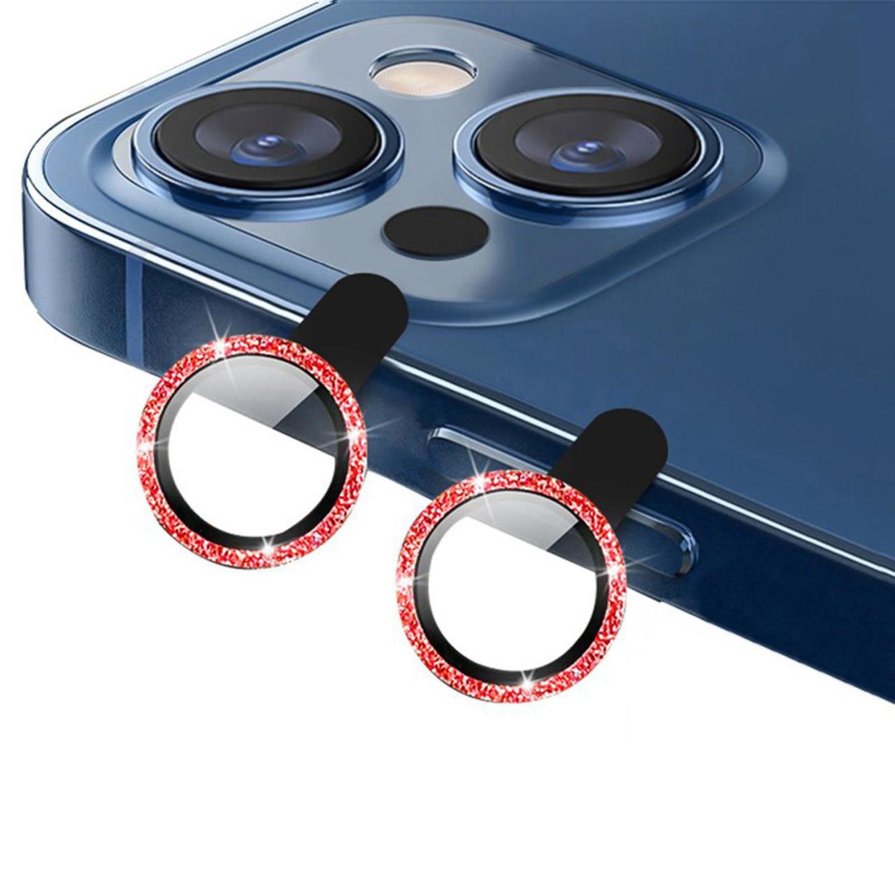 Microcase iPhone 13 mini Elmas Taş Lens Koruma Halkası - Kırmızı AL2775
