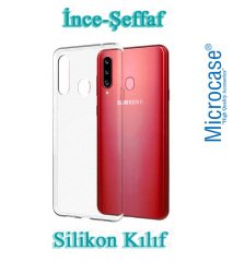Microcase Samsung Galaxy A20s Ultra İnce 0.2 mm Soft Silikon Kılıf - Şeffaf + Tempered Glass Cam Koruma