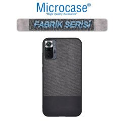 Microcase Xiaomi Redmi Note 10 Pro Max Fabrik Serisi Kumaş ve Deri Desen Kılıf (SEÇENEKLİ) Gri
