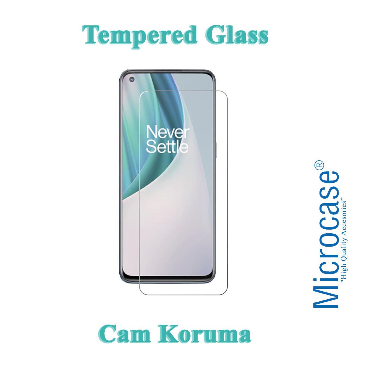 Microcase OnePlus Nord N100 Tempered Glass Cam Ekran Koruma