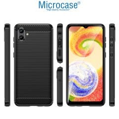 Microcase Samsung Galaxy A04 Brushed Carbon Fiber Silikon Kılıf - Siyah AL3332