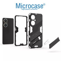 Microcase Huawei Nova 11i Matrix Serisi Armor Standlı Perfect Koruma Kılıf - Siyah AL3416