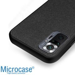 Microcase Xiaomi Redmi Note 10 Pro Fabrik Serisi Kumaş ve Deri Desen Kılıf (SEÇENEKLİ) Gri