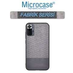 Microcase Xiaomi Redmi Note 10 Pro Fabrik Serisi Kumaş ve Deri Desen Kılıf (SEÇENEKLİ) Gri