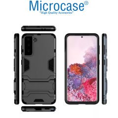 Microcase Samsung Galaxy S21 Plus Alfa Armor Standlı Perfect Koruma Kılıf Siyah