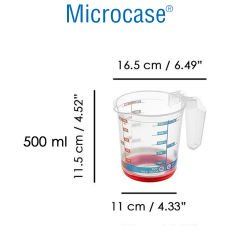 Microcase 500ml Saplı Plastik Dereceli Renkli Ölçü Kabı - AL4692