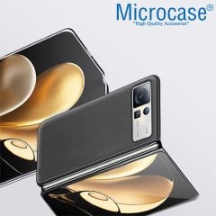 Microcase Xiaomi Mix Fold 2 için Deri Desenli Plastik Koruma Kılıf - AL3158 Siyah