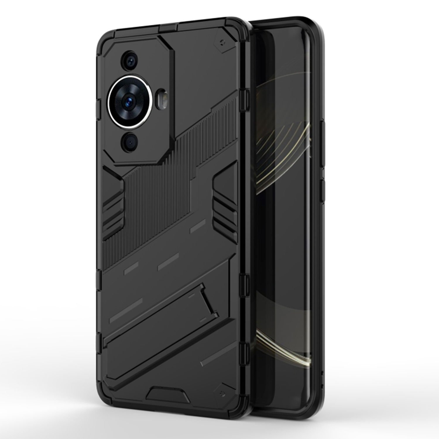 Microcase Huawei Nova 11 pro Matrix Serisi Armor Standlı Perfect Koruma Kılıf - Siyah AL3416