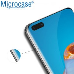 Microcase Huawei P40 Pro 3D Curved Tam Kaplayan Tempered Glass Cam Koruma - Siyah
