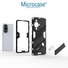 Microcase Huawei Nova 11 pro Matrix Serisi Armor Standlı Perfect Koruma Kılıf - Siyah AL3416