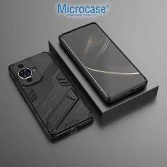Microcase Huawei Nova 11 pro Matrix Serisi Armor Standlı Perfect Koruma Kılıf - Siyah AL3416