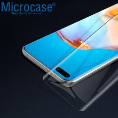 Microcase Huawei P40 Pro 3D Curved Tam Kaplayan Tempered Glass Cam Koruma - Siyah