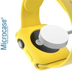 Microcase Apple Watch 7 45 mm Önü Açık Mat Silikon Kılıf - Sarı