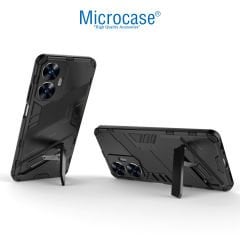 Microcase Realme C55 Matrix Serisi Armor Standlı Perfect Koruma Kılıf - Siyah AL3416
