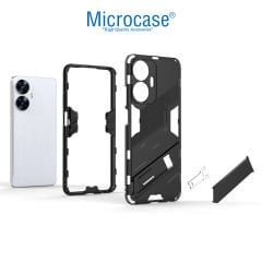 Microcase Realme C55 Matrix Serisi Armor Standlı Perfect Koruma Kılıf - Siyah AL3416