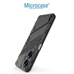 Microcase Realme C55 Matrix Serisi Armor Standlı Perfect Koruma Kılıf - Siyah AL3416