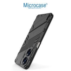 Microcase Xiaomi Redmi 12 4G Matrix Serisi Armor Standlı Perfect Koruma Kılıf - Siyah AL3416