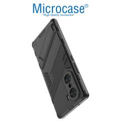 Microcase Xiaomi Redmi 12 4G Matrix Serisi Armor Standlı Perfect Koruma Kılıf - Siyah AL3416
