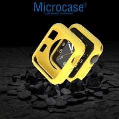 Microcase Apple Watch 7 41 mm Önü Açık Mat Silikon Kılıf - Sarı