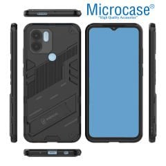Microcase Xiaomi Poco C51 Matrix Serisi Armor Standlı Perfect Koruma Kılıf - Siyah AL3416