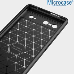 Microcase Google Pixel 7 Brushed Carbon Fiber Silikon Kılıf - Siyah AL3332