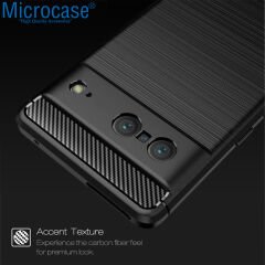 Microcase Google Pixel 7 Brushed Carbon Fiber Silikon Kılıf - Siyah AL3332