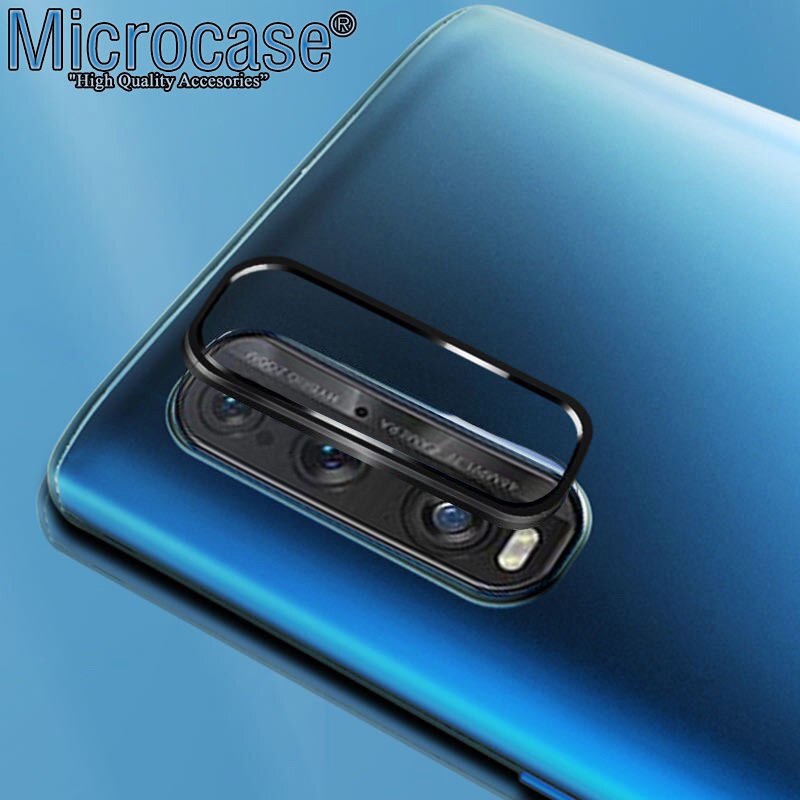 Microcase Oppo Find X2 Kamera Lens Koruma Halkası - Açık Tasarım Siyah
