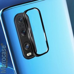 Microcase Oppo Find X2 Kamera Lens Koruma Halkası - Açık Tasarım Siyah