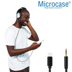 Microcase iPhone iPad Lightning to 3.5 mm Aux Çevirici Kablo 1 metre Siyah - AL2959