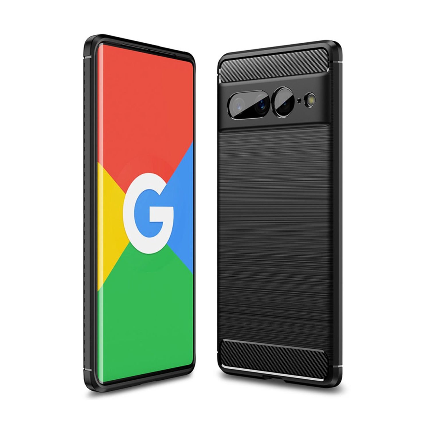Microcase Google Pixel 7 Pro Brushed Carbon Fiber Silikon Kılıf - Siyah AL3332