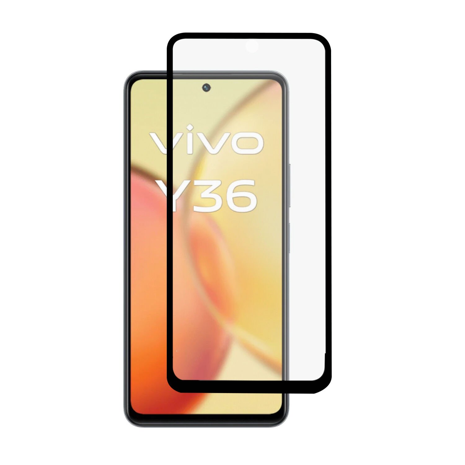 Microcase Vivo Y36 Tam Kaplayan Çerçeveli Tempered Ekran Koruyucu - Siyah AL3276