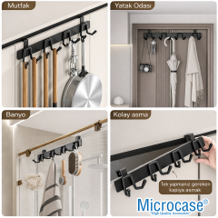 Microcase Kapı Arkası Çok Amaçlı Elbise Çanta Vb Metal Eşya Askılığı AL5446