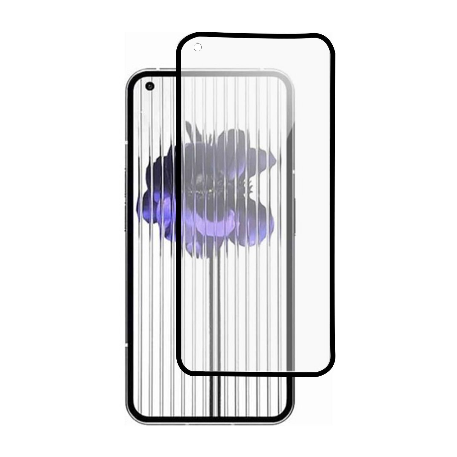 Microcase Nothing Phone 1 Tam Kaplayan Çerçeveli Tempered Ekran Koruyucu - Siyah AL3276