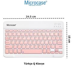 Microcase Apple iPad Air 11 2024 Uyumlu Tablet Çanta+Türkçe Bluetooth Klavye +Mouse+ Standı - Pembe AL4382