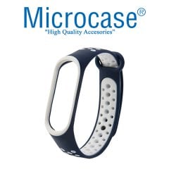 Microcase Xiaomi Mi Band 5 Kayış - Beyaz - Lacivert KY3