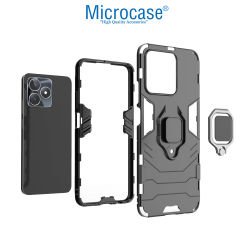 Microcase Realme Note 50 / Realme C53 4G Batman Serisi Yüzük Standlı Armor Kılıf - Siyah AL3349