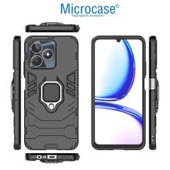 Microcase Realme Note 50 / Realme C53 4G Batman Serisi Yüzük Standlı Armor Kılıf - Siyah AL3349