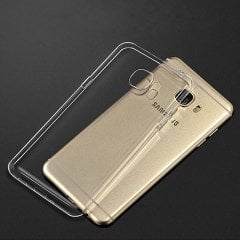 Samsung Galaxy C7 0,2 mm Ultra İnce Silikon Kılıf + Tempered Glas