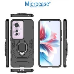 Microcase Oppo Reno 11F/ Oppo F25 Pro Batman Serisi Yüzük Standlı Armor Kılıf - Siyah AL3349