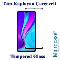 Microcase Xiaomi Redmi 9 Activ Tam Kaplayan Çerçeveli Tempered Ekran Koruyucu - Siyah