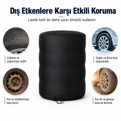Microcase 16-20 inch 80 Cm Çap Rulo Tip 4 Lastik Kapasiteli Su Geçirmez Lastik Saklama Kılıfı AL5680