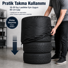 Microcase 16-20 inch 80 Cm Çap Rulo Tip 4 Lastik Kapasiteli Su Geçirmez Lastik Saklama Kılıfı AL5680