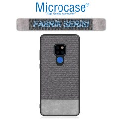 Microcase Huawei Mate 20 Fabrik Serisi Kumaş ve Deri Desen Kılıf - Gri