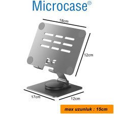 Microcase 360 Derece Dönerli Ayarlanabilir Yükseklik Masaüstü Telefon Tablet Tutucu Metal Stand - AL4721 Gümüş