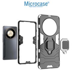 Microcase Honor X9B 5G  /  Honor Magic 6 Lite Batman Serisi Yüzük Standlı Armor Kılıf - Siyah AL3349