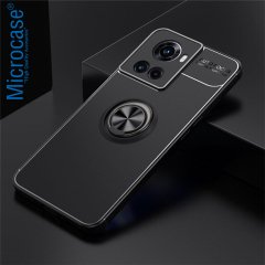 Microcase Oneplus 10R Focus Serisi Yüzük Standlı Silikon Kılıf - Siyah