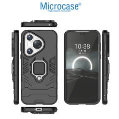 Microcase Huawei Pura 70 Batman Serisi Yüzük Standlı Armor Kılıf - Siyah AL3349