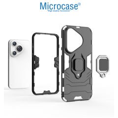 Microcase Huawei Pura 70 Batman Serisi Yüzük Standlı Armor Kılıf - Siyah AL3349