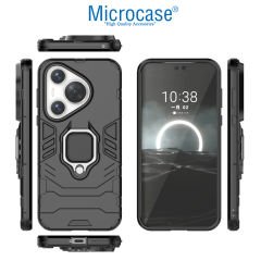 Microcase Huawei Pura 70 Pro / Huawei Pura 70 Pro Plus Batman Serisi Yüzük Standlı Armor Kılıf - Siyah AL3349
