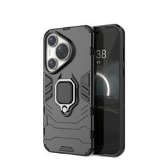 Microcase Huawei Pura 70 Pro / Huawei Pura 70 Pro Plus Batman Serisi Yüzük Standlı Armor Kılıf - Siyah AL3349
